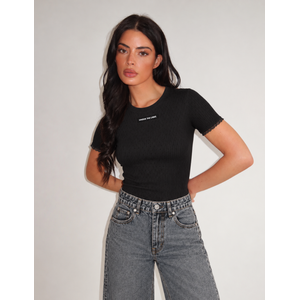 Unique The Label Vela Pointelle Top - Black