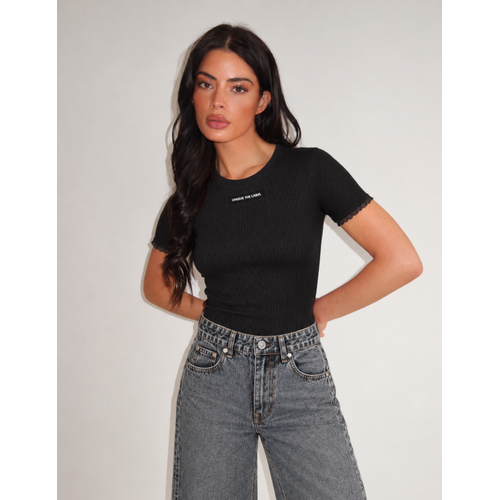 Unique The Label Vela Pointelle Top - Black Unique The Label Vela Pointelle Top - Black