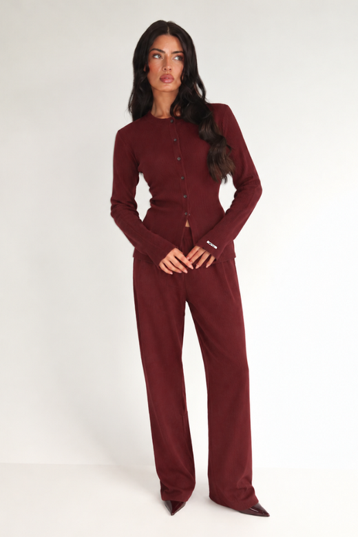 Hailey Button Top - Bordeaux