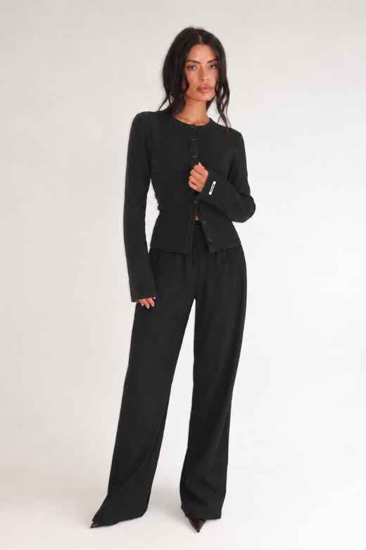 Hailey Button Top - Black