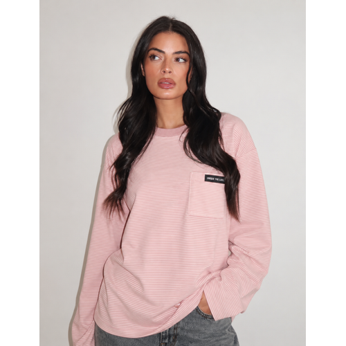 Unique The Label Amy Pocket Longsleeve - Pink/White Stripe Unique The Label Amy Pocket Longsleeve - Pink/White Stripe