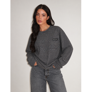 Unique The Label Amy Pocket Longsleeve - Dark Navy/Dark Grey