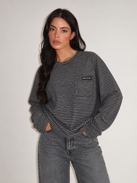 Unique The Label Amy Pocket Longsleeve - Dark Navy/Dark Grey Amy Pocket Longsleeve - Dark Navy/Dark Grey