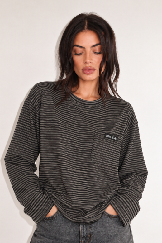 Amy Pocket Longsleeve - Black/Dark Grey
