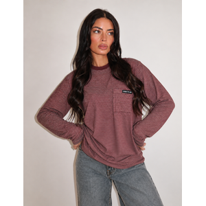 Unique The Label Amy Pocket Longsleeve - Bordeaux/Black Grey
