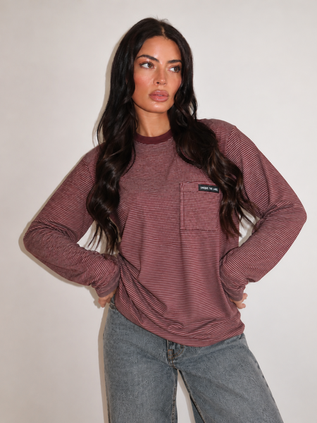 Unique The Label Amy Pocket Longsleeve - Bordeaux/Black Grey Amy Pocket Longsleeve - Bordeaux/Black Grey