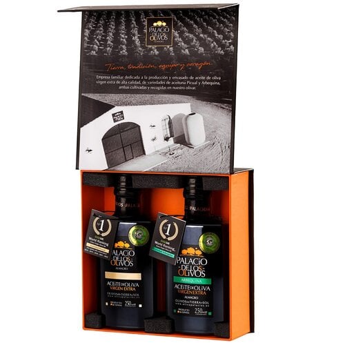 Palacio de los Olivos Palacio de los Olivos DUO-Geschenkbox mit 250 ml Arbequina- und 250 ml Picual-Olivenöl