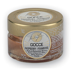 Gocce  Weiße Balsamico-Perlen mit Himbeeren