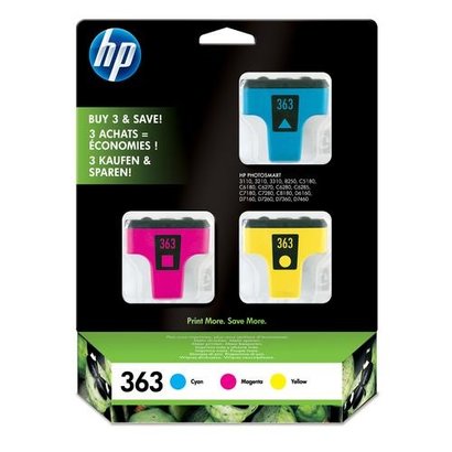 HP 363 3-pack Cyan/Magenta/Yellow Ink Cartridges Origineel Cyaan, Magenta, Geel 3 stuk(s)