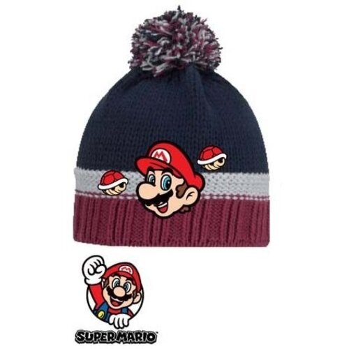 Super Mario Super Mario Pompon Muts - Blauw/Grijs/Rood