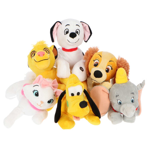 Disney Classics Knuffel met Geluid - Marie Cat, Simba , 101 Dalmatier, Lady , Pluto of Dombo.