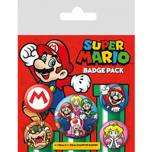 Super Mario Super Mario Buttons / Badges - 5 stuks