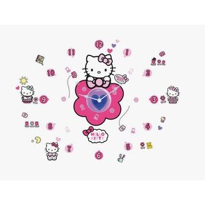 Hello Kitty Hello Kitty Tick Tock Wandklok met Muurstickers