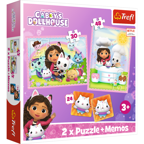 Gabby's Poppenhuis Gabby's Dollhouse 2 in 1 Puzzel met Geheugenspel - Gabby