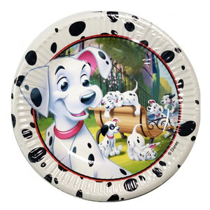 101 Dalmatiërs 8 Kartonnen 101 Dalmatiers Gebaksbordjes - 19,5 cm