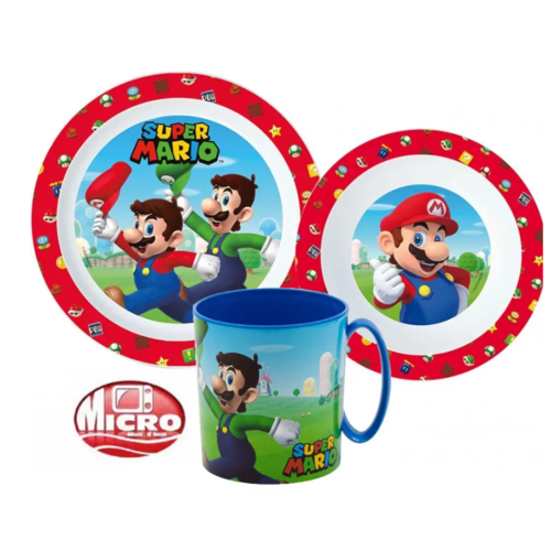 Super Mario Super Mario Kinderservies met Mok - Magnetron