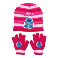 Stitch Handschoenen met Muts - Donker Roze