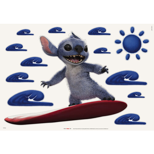 Lilo en Stitch Stitch Muursticker Waves 50x70 cm - Disney