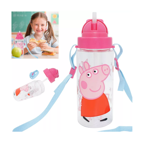Peppa Pig Peppa Pig Bidon met Koord - Kunststof Peppa Pig Peppa Pig Bidon met Koord - Kunststof