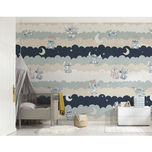 Lilo en Stitch Stitch en Angel Vinyl Behang Cozy Clouds - 212x250 cm