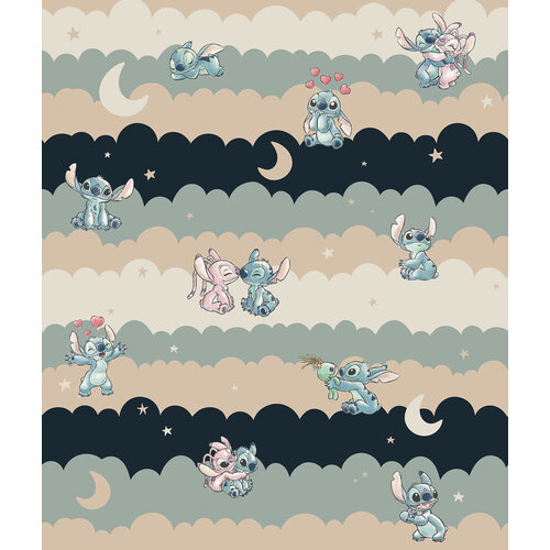 Lilo en Stitch Stitch en Angel Vinyl Behang Cozy Clouds - 212x250 cm