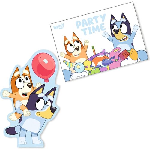 Bluey 8 Bluey Uitnodigingen met Envelop Bluey 8 Bluey Uitnodigingen met Envelop