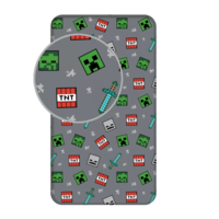 Minecraft Hoeslaken 90x200 cm - Grijs