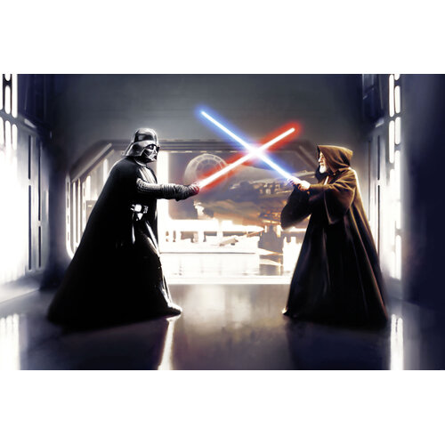 Star Wars Star Wars Vlies Behang - 300x200 - Darth Vader vs Kenobi