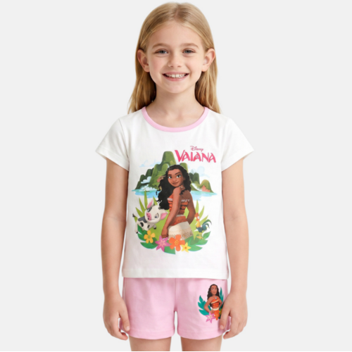 Vaiana Vaiana Shortama - Wit/Roze - Disney Vaiana Vaiana Shortama - Wit/Roze - Disney