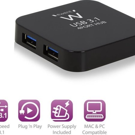 Ewent USB 3.1 Gen 1 (USB 3.0) Hub 4 port met adapter