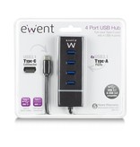 Ewent EW1137 USB C USB-C 3.1 Gen1 (USB 3.0) Hub 4 port