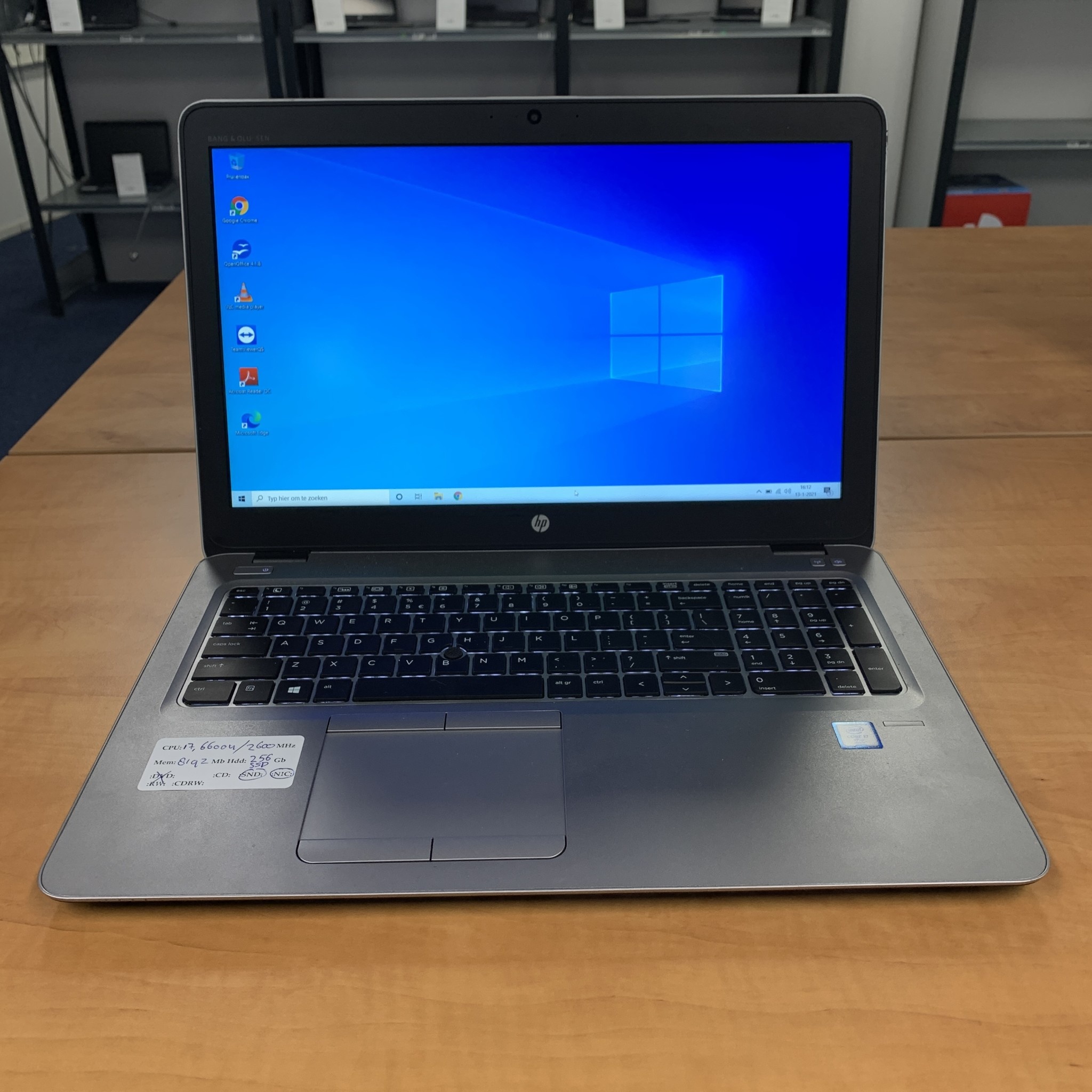 HP Elitebook 850 G3 i7-6600U 8Gb 256Gb SSD 15.6 inch Full HD laptop