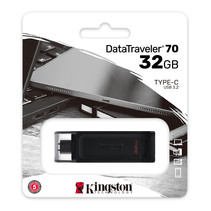 DataTraveler 70 USBC flash drive 32GB USB Type-C 3 2 Gen 1 3 1 Gen 1 Zwart