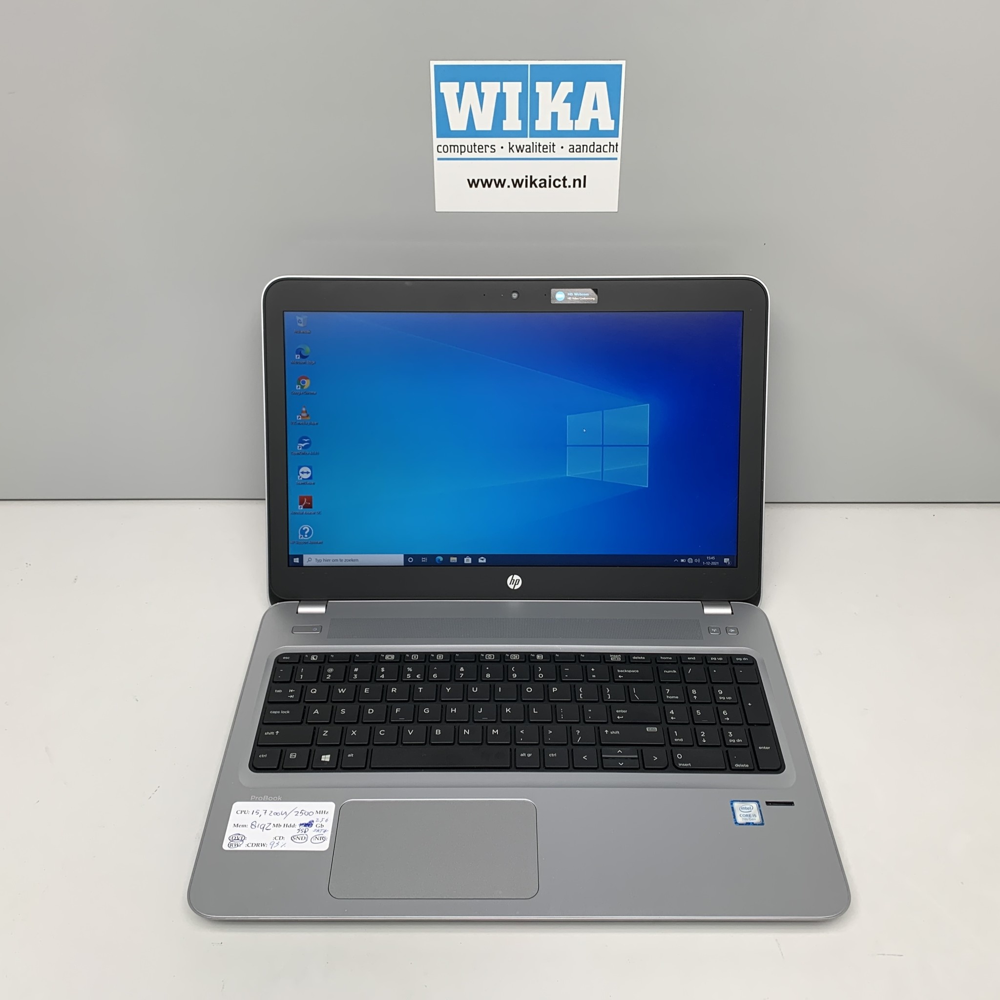 HP Probook 450 G4 I5 7200U 8GB 256GB SSD 15 inch W10P laptop