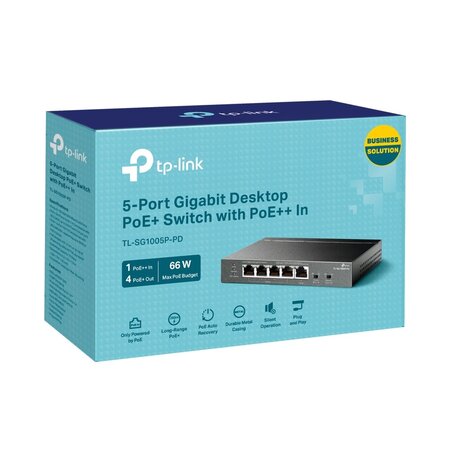 TP-Link TL-SG1005P-PD 5-port PoE+ Metal Gigabit PoE Switch