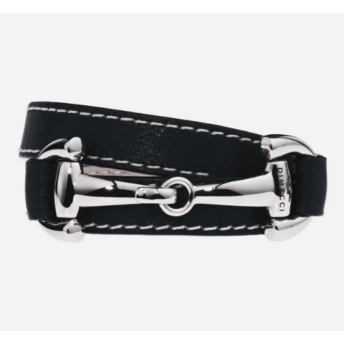 Dimacci Dimacci bracelet leather three times wrapped with stainless steel bridle clasp