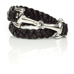 Dimacci bracelet braided leather with bit clasp