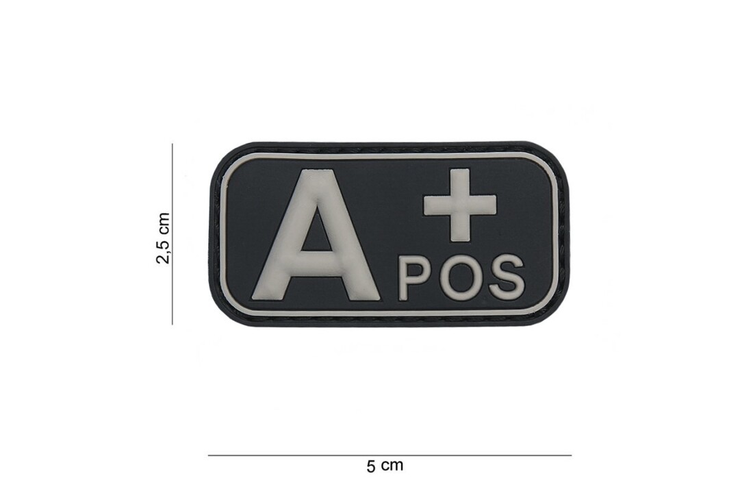 Embleem 3D PVC bloedgroep A+ positief zwart