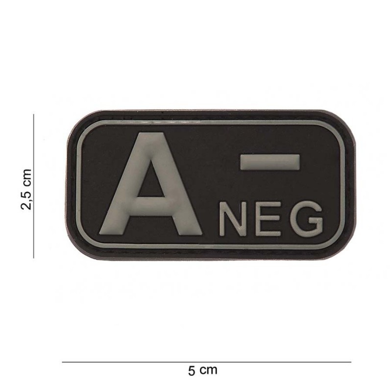 Embleem 3D PVC bloedgroep A- negatief zwart