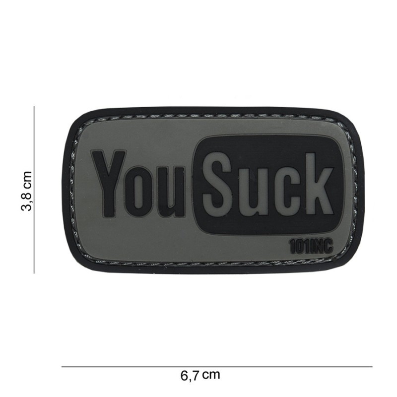 Embleem 3D PVC You Suck grijs/zwart