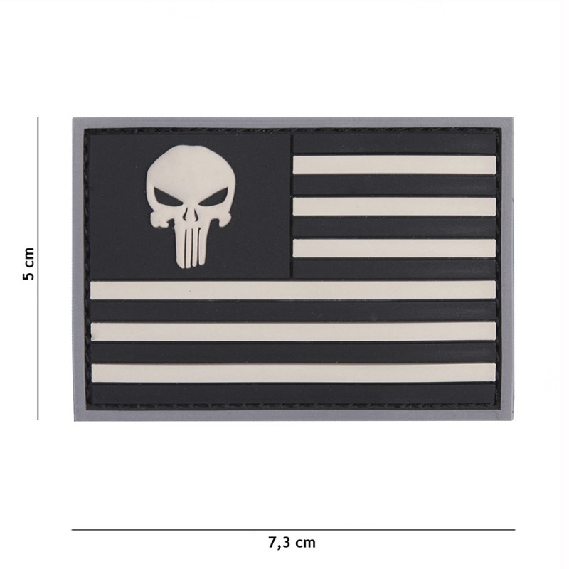 Patch 3D PVC Punisher USA vlag grey/black