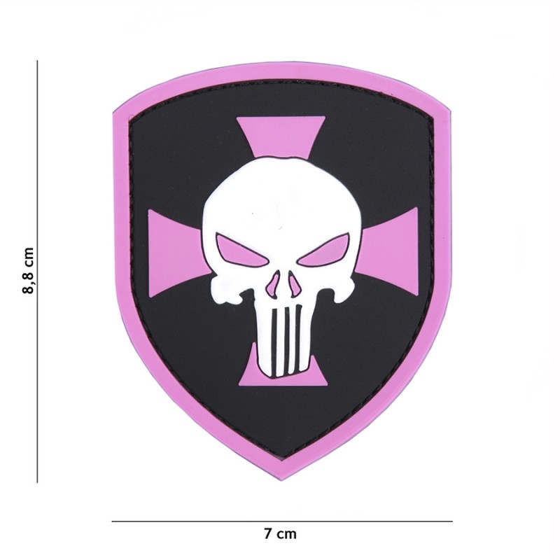 Embleem 3D PVC Schild Punisher kruis roze