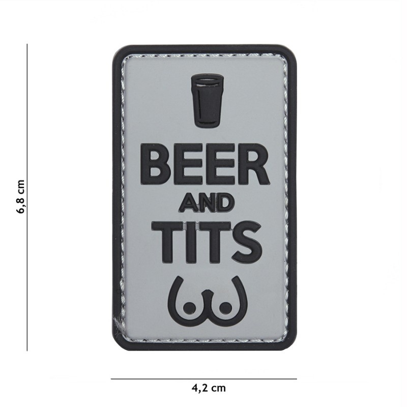 Embleem 3D PVC Beer and Tits grijs/zwart