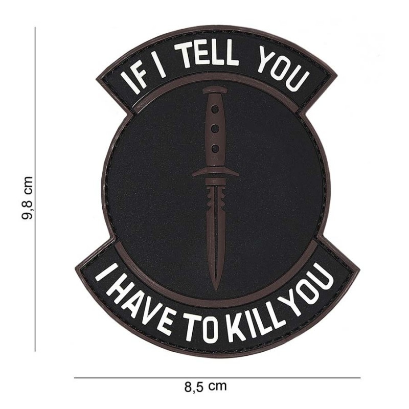 Embleem 3D PVC If I tell you zwart/bruin