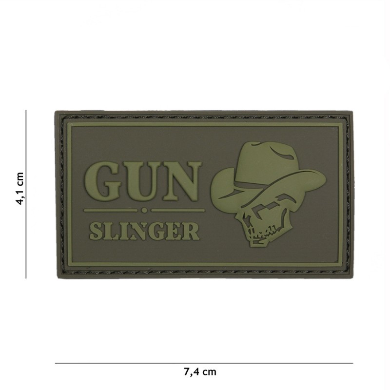 Embleem 3D PVC Gun slinger skull cowboy groen