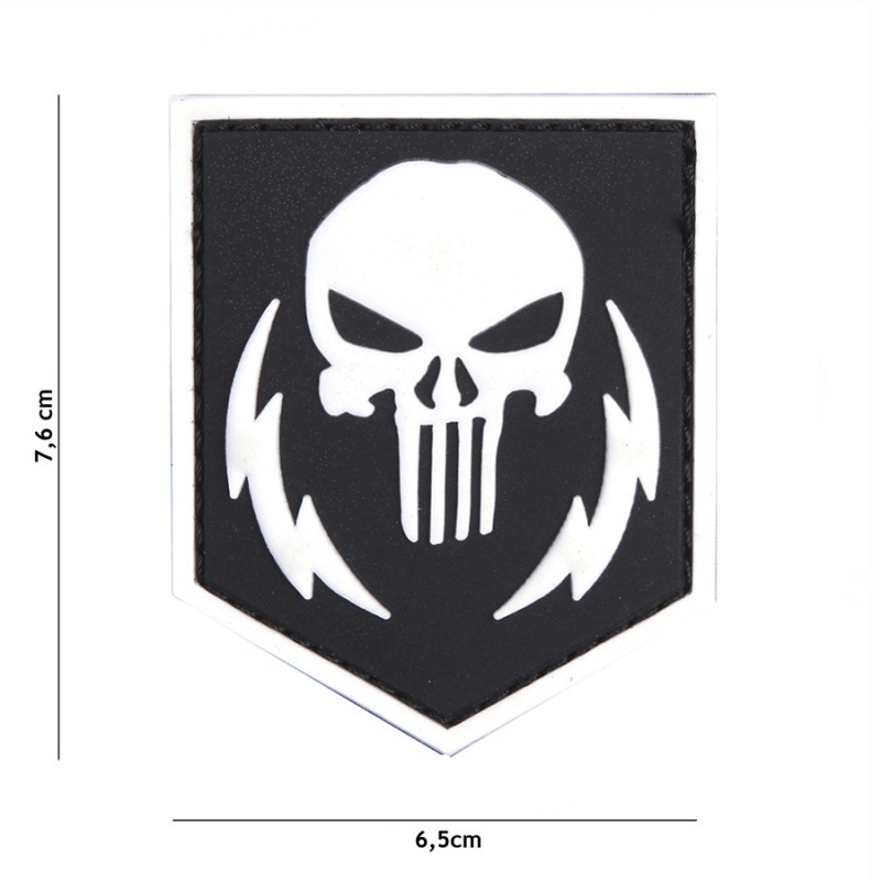 Embleem 3D PVC Punisher thunder strokes wit