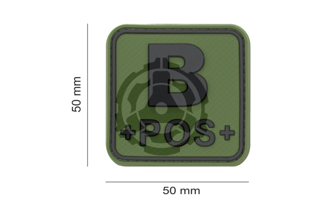 Bloodtype Square Rubber Patch B Pos Forest