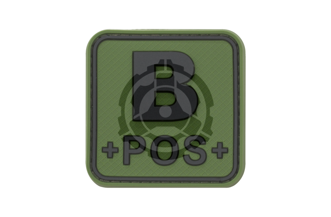 Bloodtype Square Rubber Patch B Pos Forest