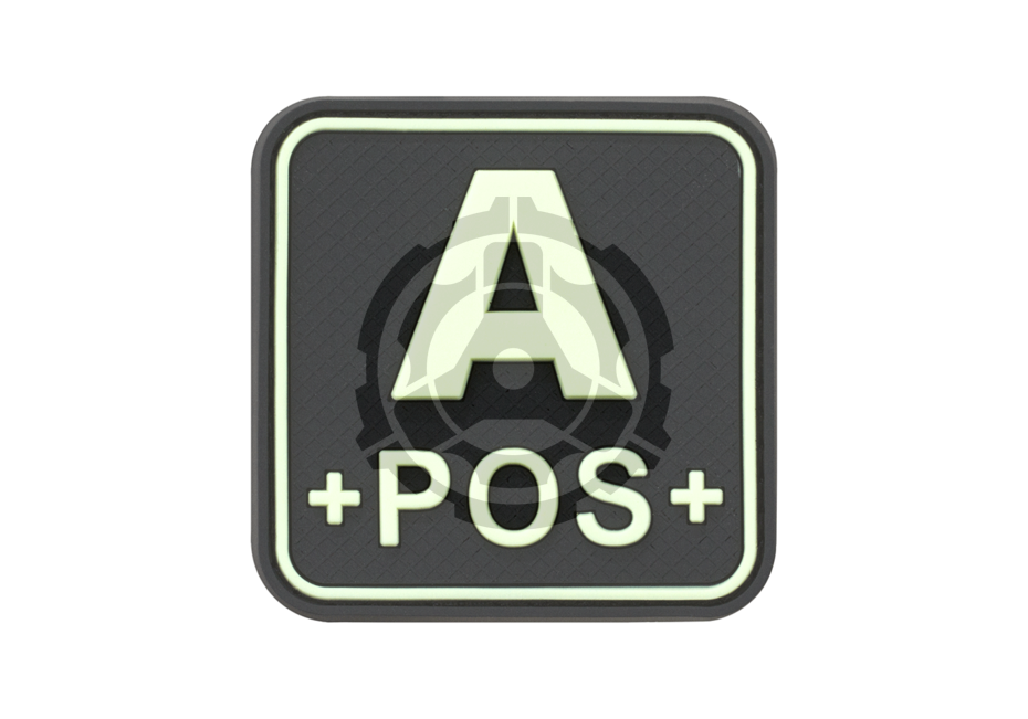 Bloodtype Square Rubber Patch A Pos Glow in the Dark