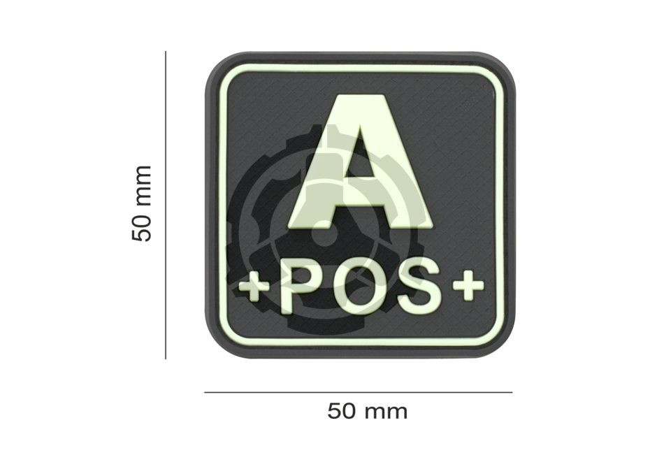 Bloodtype Square Rubber Patch A Pos Glow in the Dark